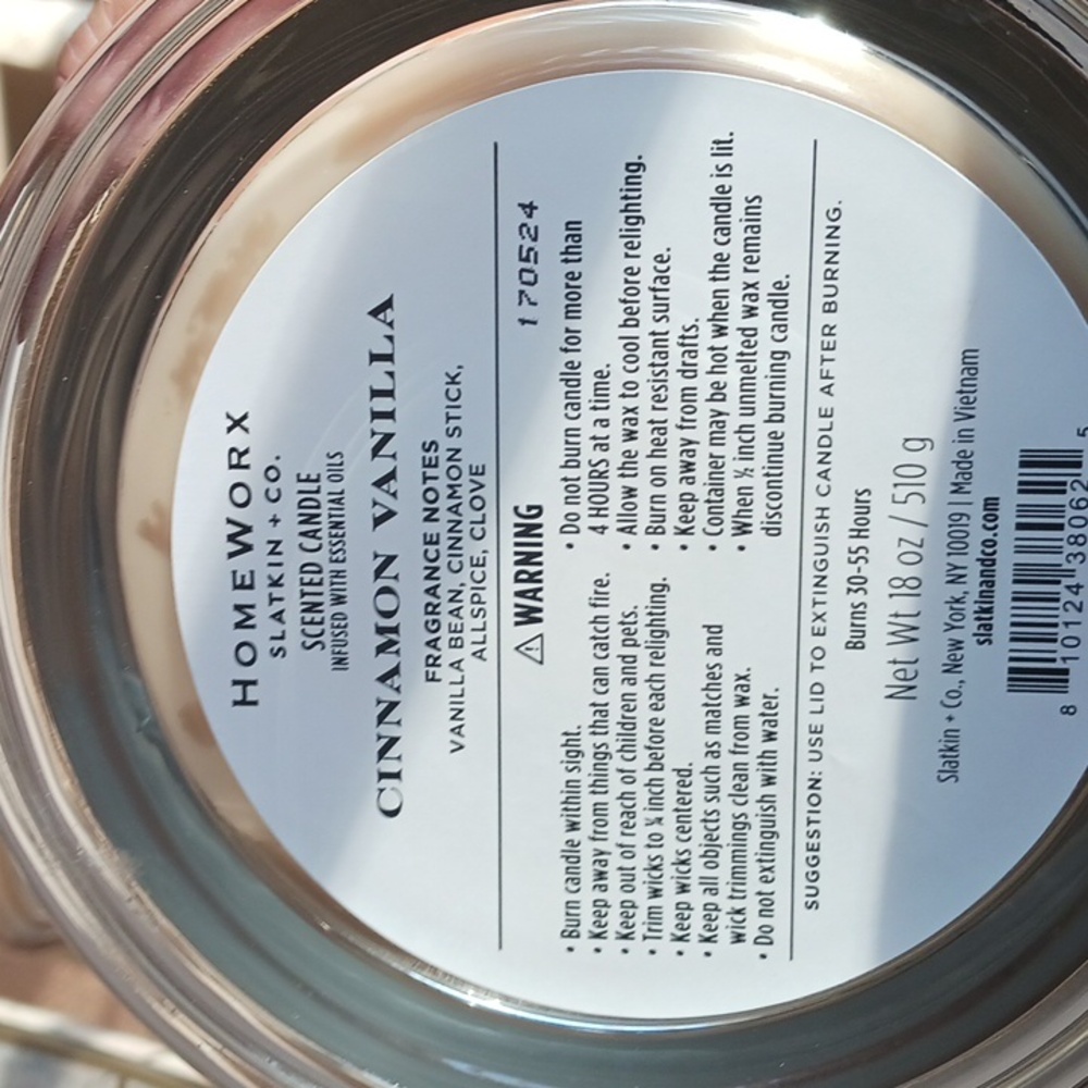 Candles Homeworx by slatkin cinnamon- vanilla, 4 wick, "Brand New" set of 2 - Picture 5 of 11